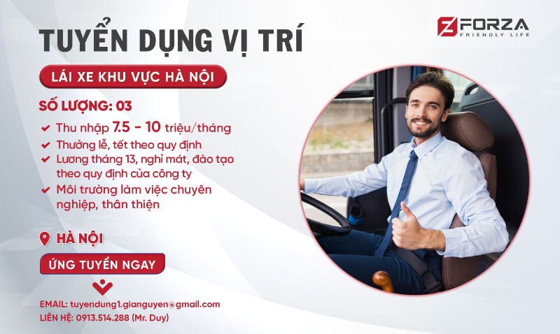 FORZA tuyển dụng lái xe Hà Nội